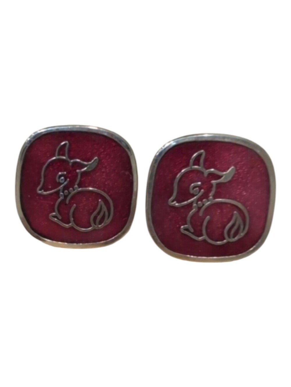 Vintage Red And Gold Fawn Cuff Links